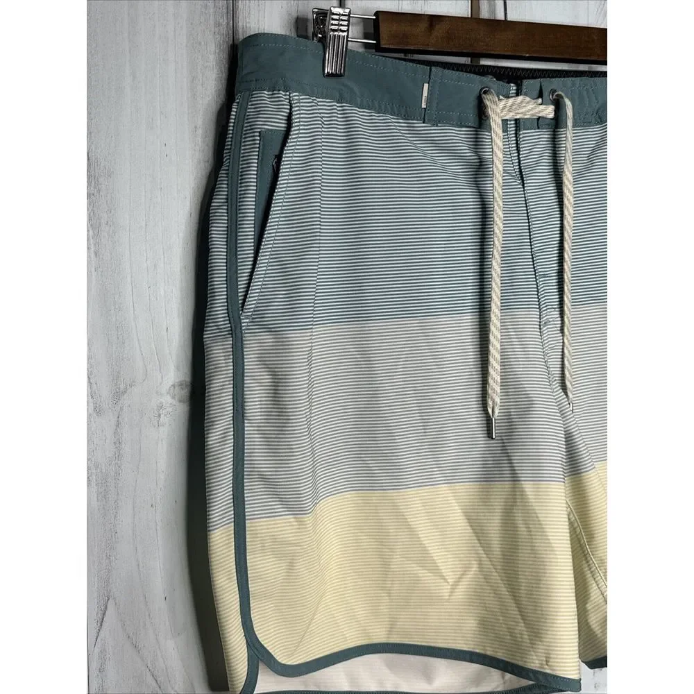 VUORI Cruise Board Shorts Swim Trunks Men's Size 36  Sagebrush‎ Wave Stripe Blue
